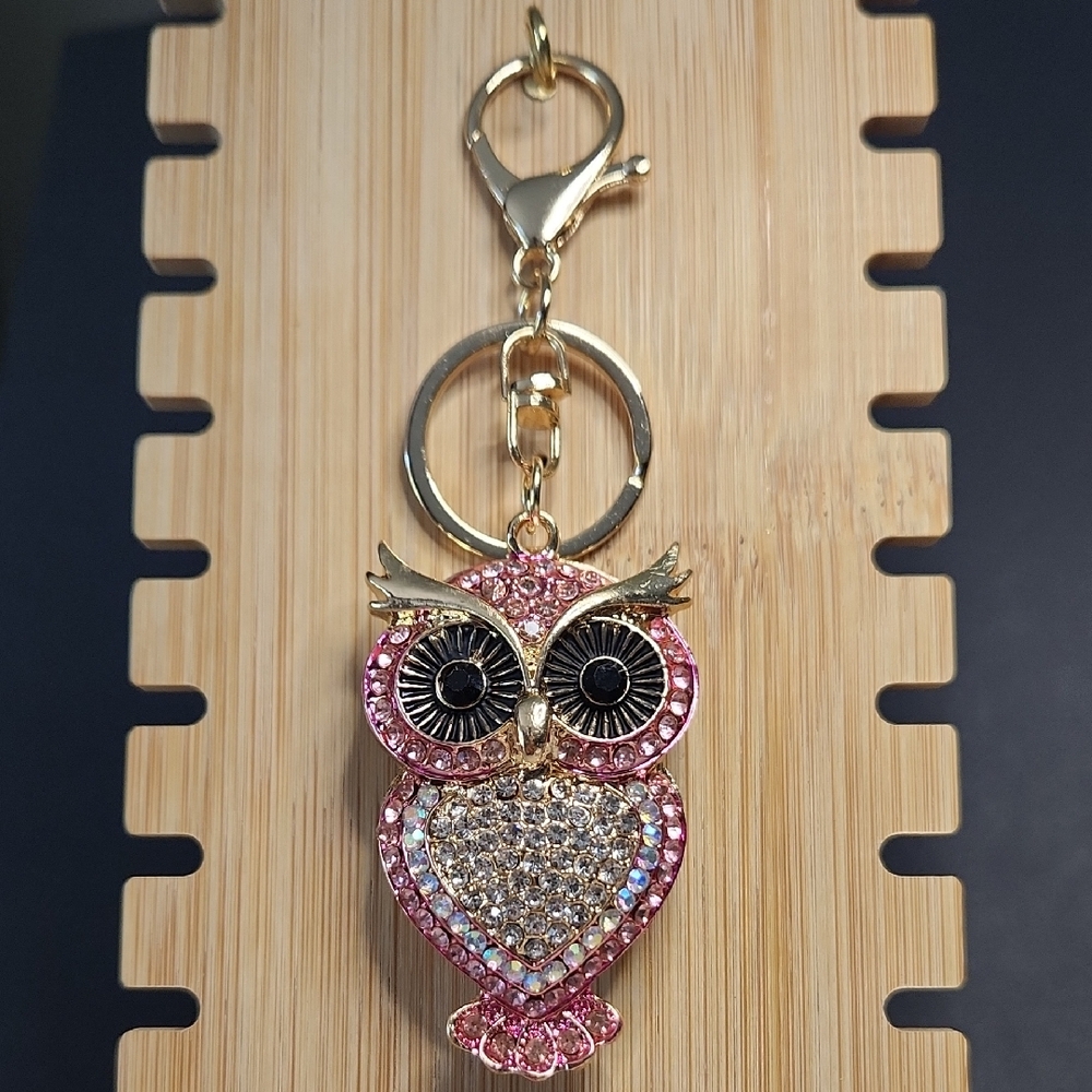 Bag Charn Owl Pink Crystal Gold-Tonel